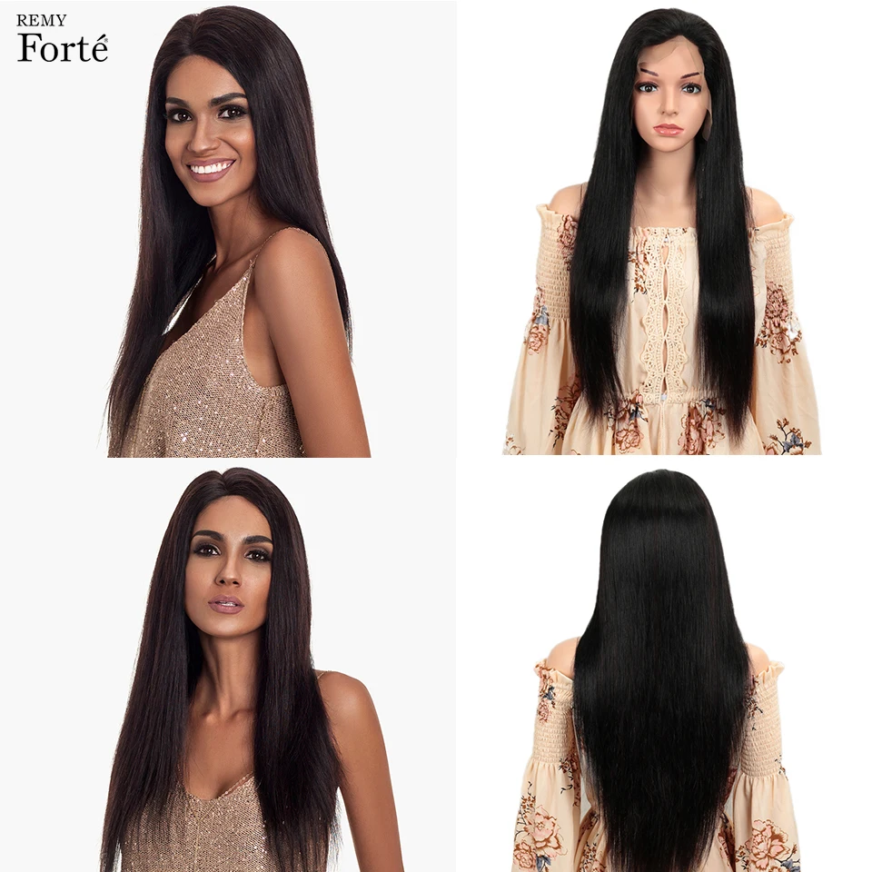 Парики из натуральных волос на кружеве Remy Forte 13X4 прямые парики человеческих 100%