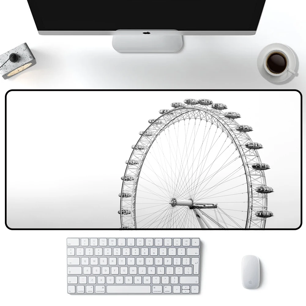 

Ferris wheel Black and white Mouse Pad Large landscape Solid Color Pads landscape MousePad 900x400mm Gaming Accessories desk mat