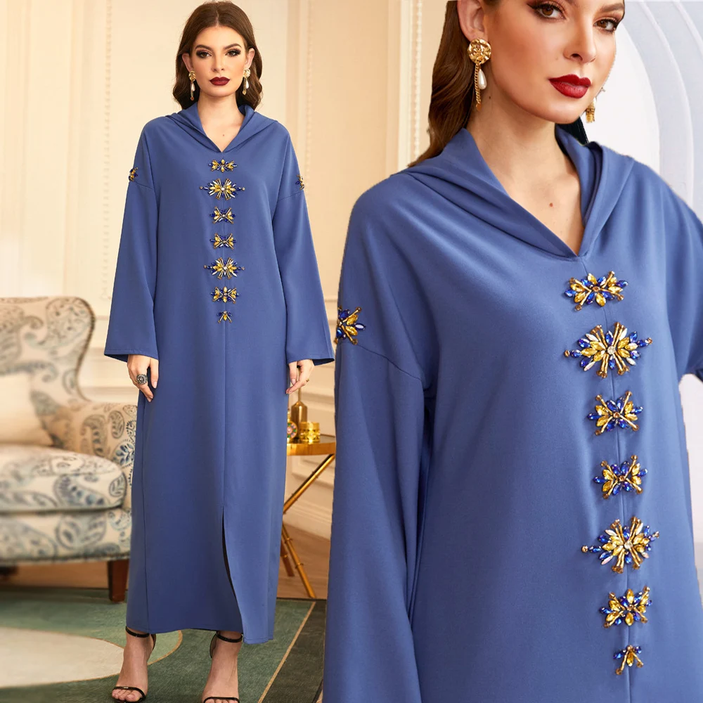 

Мусульманская Абая, женская одежда, лето 2021, роскошное платье, украшенное бисером, этнический кафтан, платья макси в стиле Дубай, Турецкий Ар...