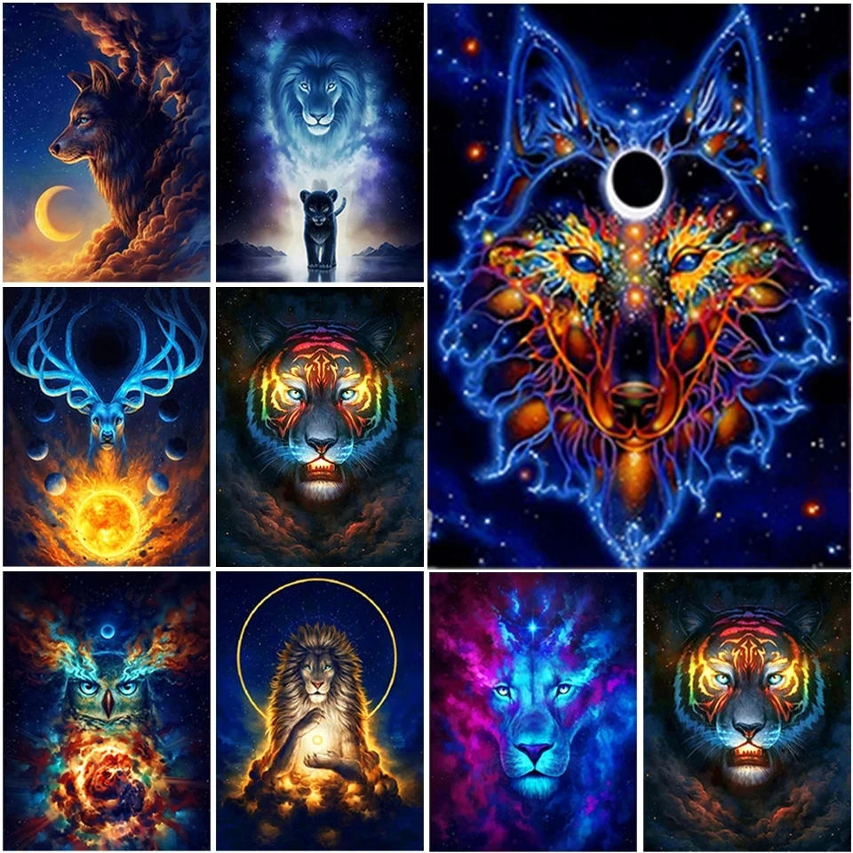 

5D Diamond Painting Fantasie Wolf Full Square Round Resin Animal Diamond Embroidery Mosaic Cross Stitch Kits Decorations Home
