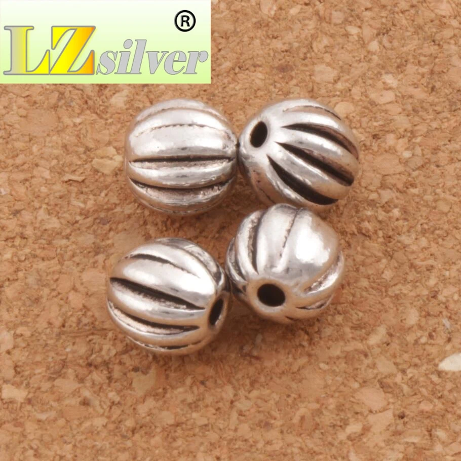 Fluted Corrugated Round Bead 7.5x7.73mm 120pcs Zinc Alloy Rondelle Spacer Beads for Jewelry Making L628