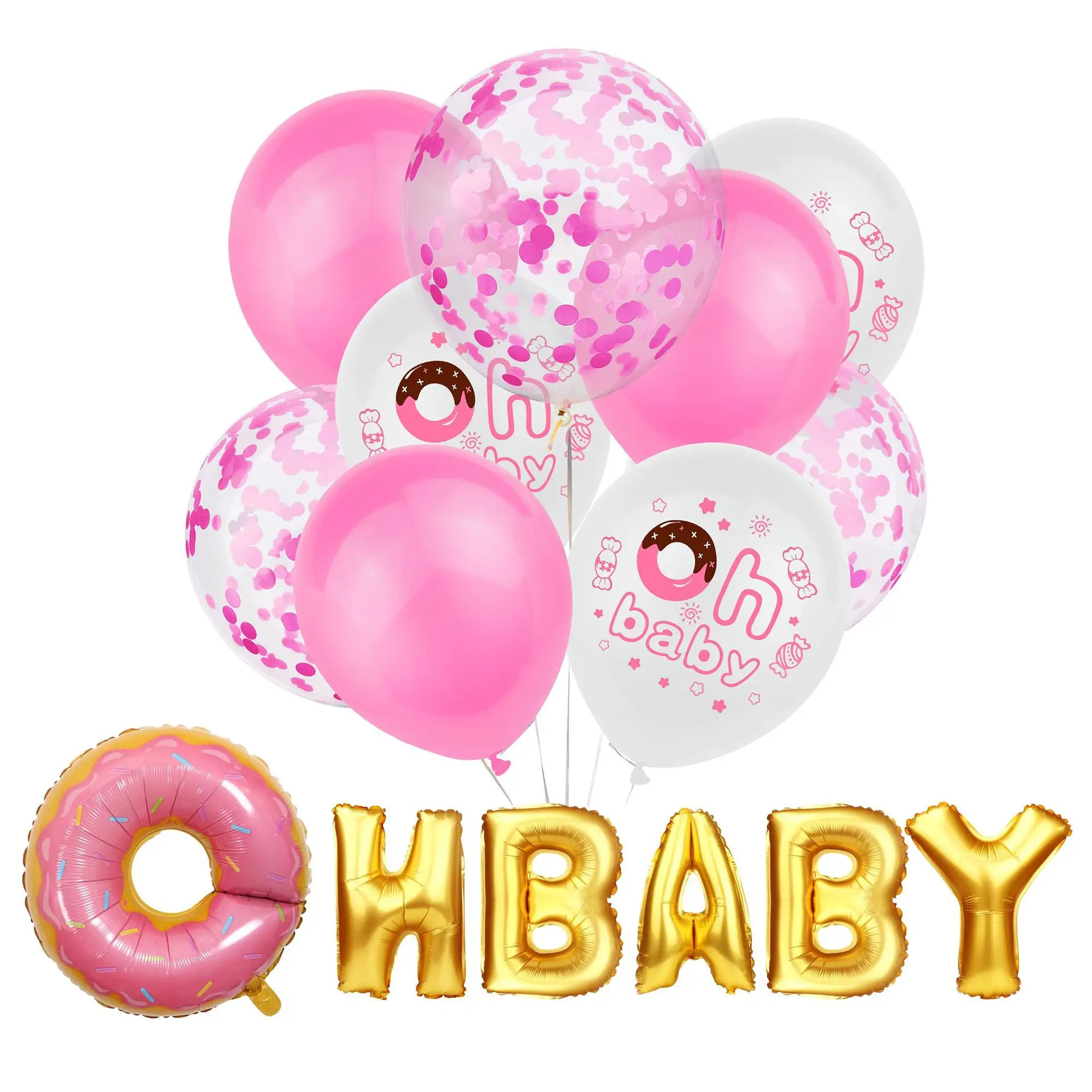 

Donut year old one twe ohbaby aluminum foil latex sequined balloon children's birthday party balloon supplies