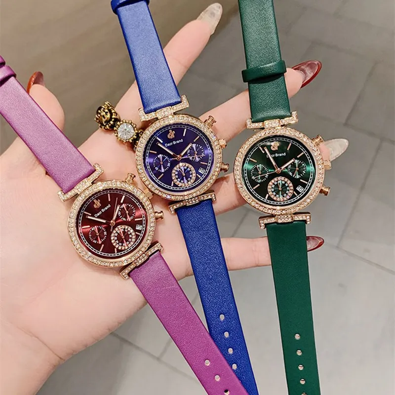 

Women Watches Fashion Luxury Diamond Quartz Wristwatch Women Leather Waterproof Creative Wrist Watch Elegant Ladies Female Clock