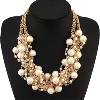 european american ladies fashion exaggerated mixed color pearl necklace brief paragraph collarbone chain tourism jewelry