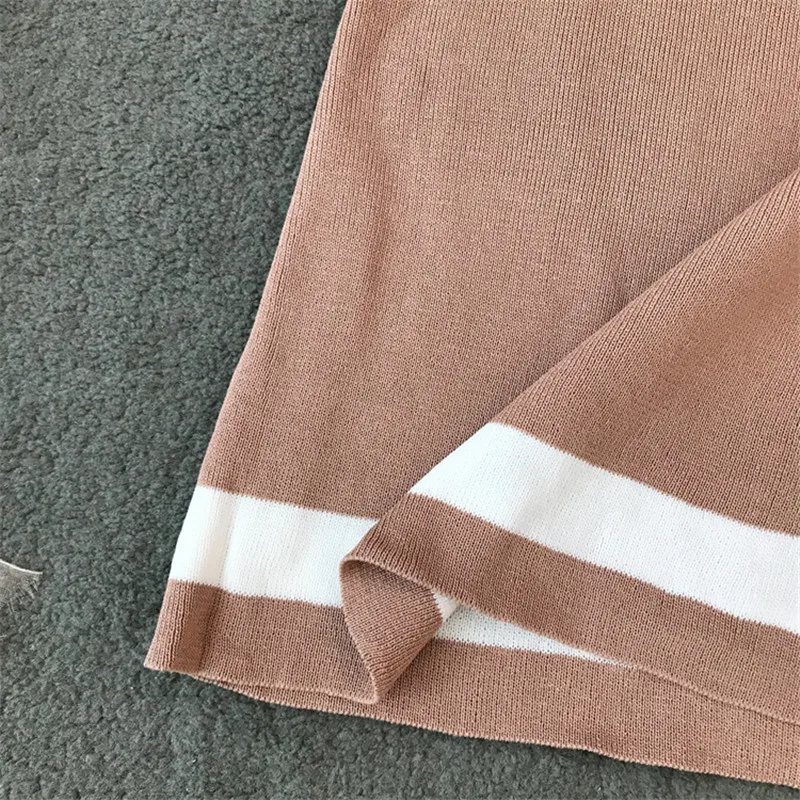

Button Vestidos Short Sleeve Korean Summer Dress Women Knitting Stretch Dresses V-neck Bodycon Slim Robe Femme