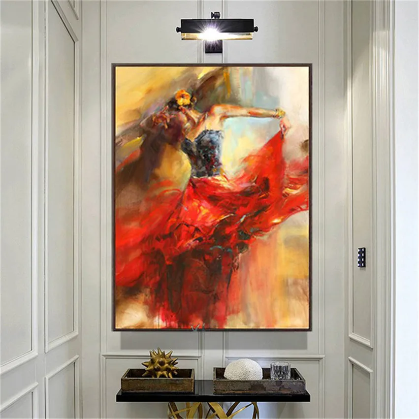 

spanish lady Picture handmade Modern Abstract Bullfighting dancer Oil Painting On Canvas Wall Art For Living Room Home Decor