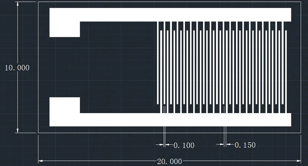 150um Large Size Cross Finger Electrode Ceramics Capacitor Array Gas Humidity Biosensor Chip 10X20mm Interdigital | Бытовая техника
