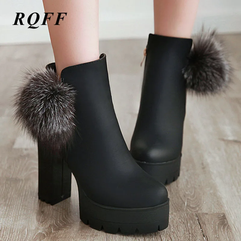 Ботильоны из искусственной кожи женские осенне-зимние ботинки на платформе и