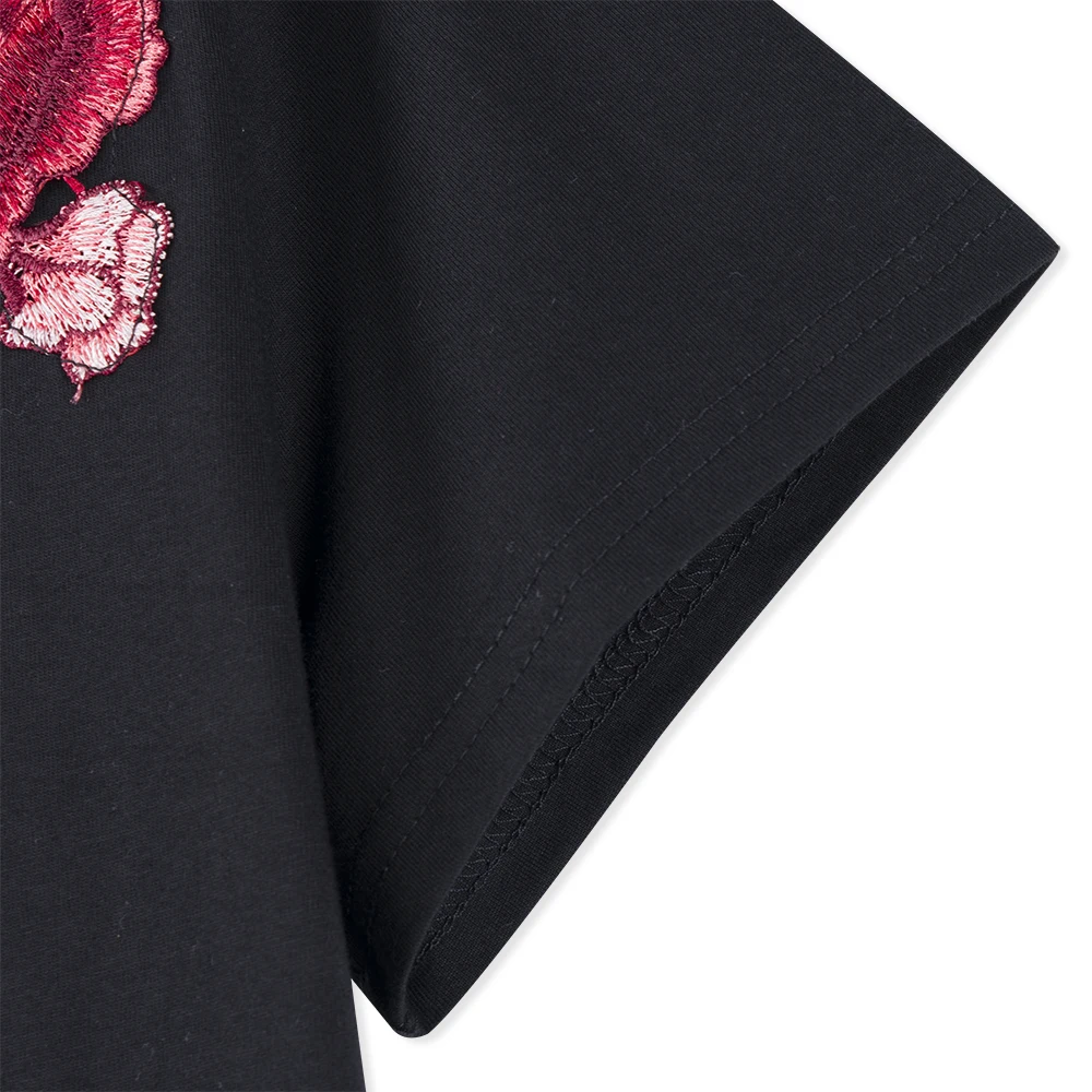 Детская модная Сексуальная футболка с цветочной вышивкой топы уличная одежда