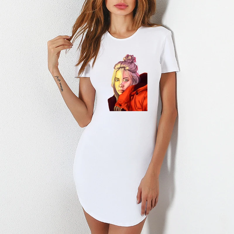 2019 Лето Новая мода женщин Билли эйлиш мультфильм изображение американской моды