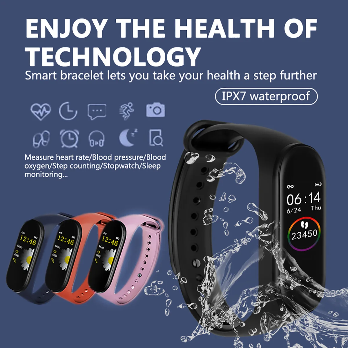 Умный Браслет M4 5 цветов водонепроницаемый смарт браслет трекер сердечного ритма