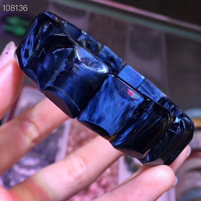 Натуральный синий прямоугольный браслет Pietersite с камнями 18x13 мм бисер для женщин и