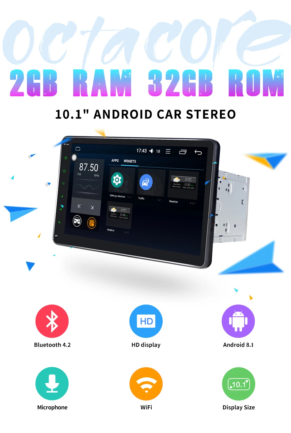 ARKRIGHT 10," 2 Din Android 8,1 Автомобильный плеер Автомобильный Радио мультимедийный плеер gps wifi встроенный DSP/4G/wifi