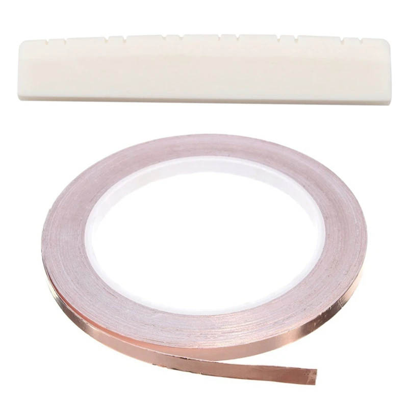 

6mmx20 M Roll Copper Sheet Self-Adhesive Tape Copper Tape Copper Foil & Bovine Bone 12 String Electric Nut, White