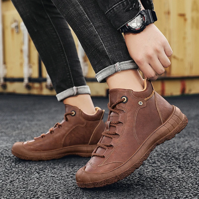 

Coturno Men's Boots Shoes Boot Men For Winter Man Casual Sapato Masculino Home Cowboy Leather Sneakers Chelsea
