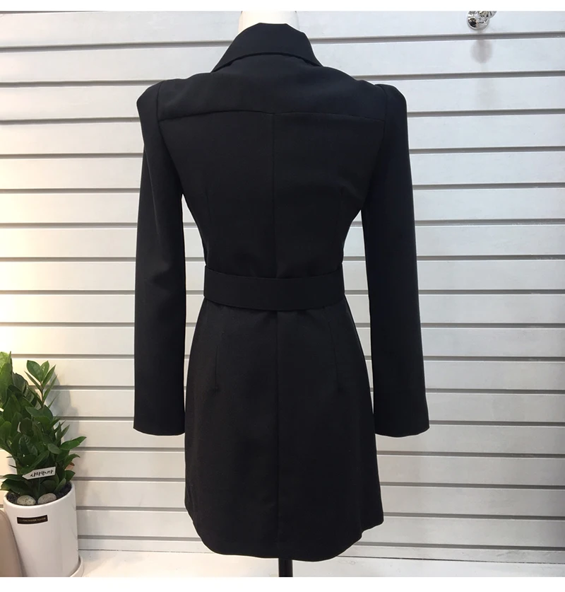 Trytree Autumn Winter Women Casual Dress Turn-down Collar Single Breasted Pockets Belt 5 Colour Slim fit Fashion Mini Dress