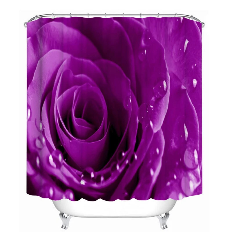 Красная роза Ванная комната наборы штор Красивые Красочные Цветы Тканевая