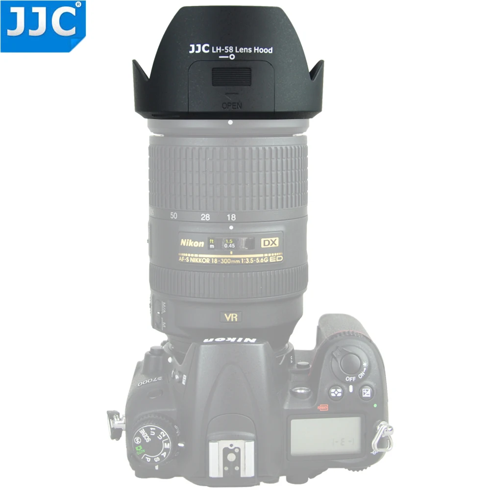 

JJC Reversible Lens Hood for Nikon AF-S DX NIKKOR 18-300mm f/3.5-5.6G ED VR Lens With CPL ND Filters Adjust Window Replace HB-58