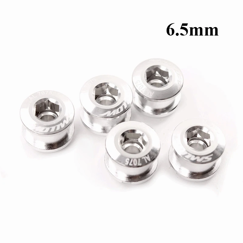 5PCS-Sliver-6.5mm 5 шт. болты для велосипедных цепей одинарные/двойные/трехскоростные винты для велосипедных кривошипов и цепных колец MTB Аксессуары для велосипеда - Цвет: 5PCS-Sliver-6.5mm