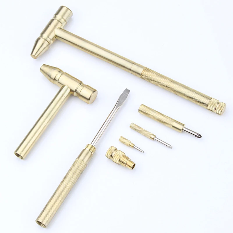 

Copper Hammer 5 In 1 Multifunctional Hammer Built-in Small Screwdriver Indoor Outdoor Mini Tool BV789
