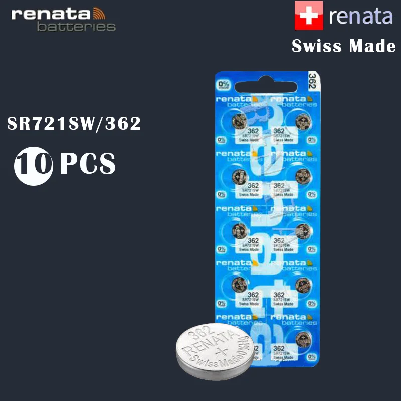 10 шт./лот Renata 362 100% оригинальная новая батарея для часов долговечная SR721SW V362 GP62 AG1