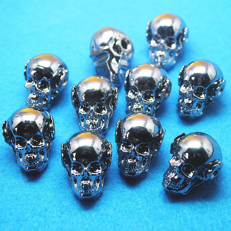 

4pcs skull matching beads silver color rainbon colors glass material size 26x18mm for woemen bracelets making findings new arriv