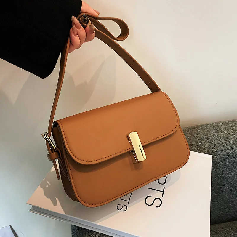 

Fashion Retro Crossbody Saddle Bag 2021 New Fashion One Shoulder Underarm Bag Solid Color Simple Bag Female Bag