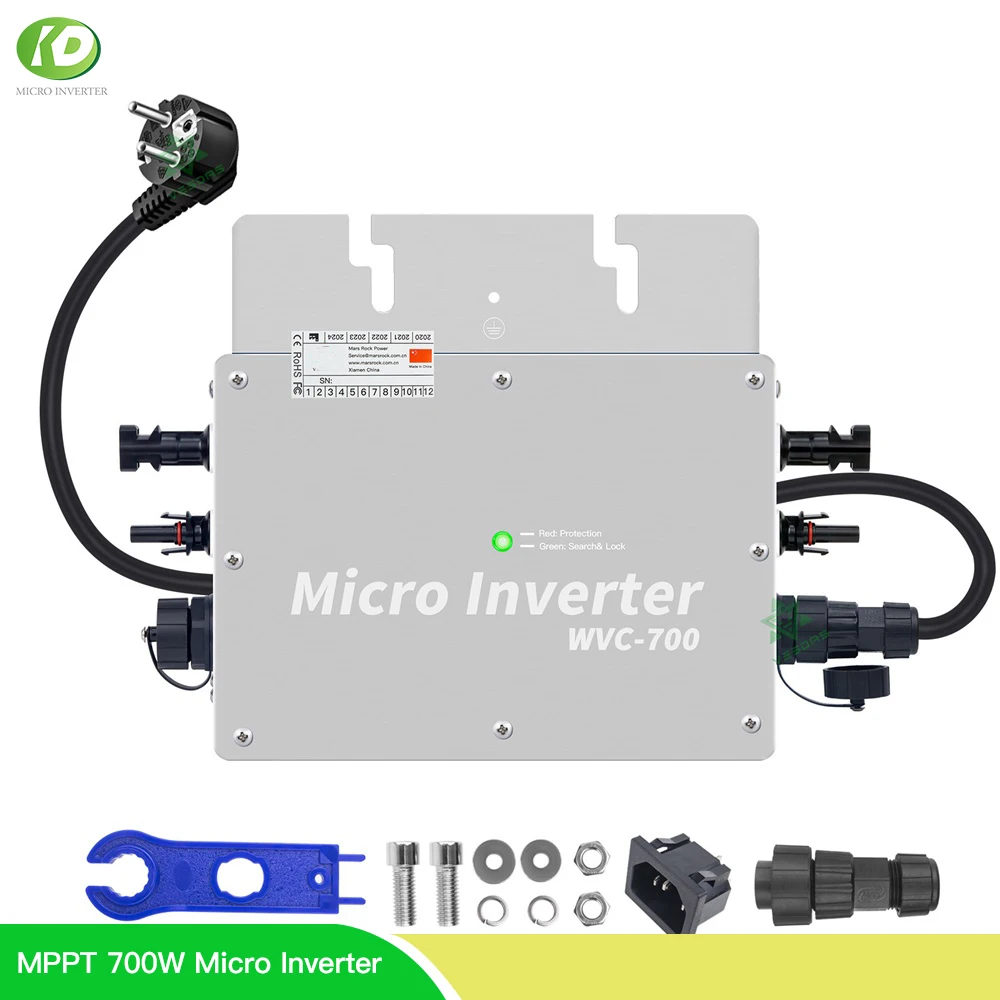 

New 700W Micro Solar Inverter 18V 30V 36V MPPT On Grid Tie Inverter Microinverter 110V 220V AC Pure Sine Wave With EU Connector