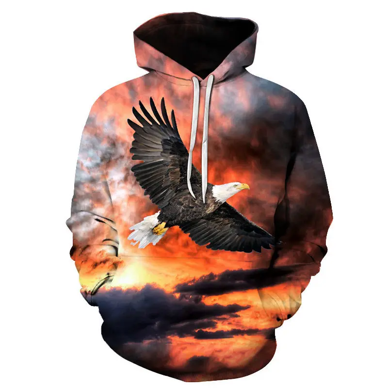 

Мужской свитер на весну и осень с 3D принтом орла, Крутая толстовка с капюшоном, модная универсальная толстовка, свитер 4XL