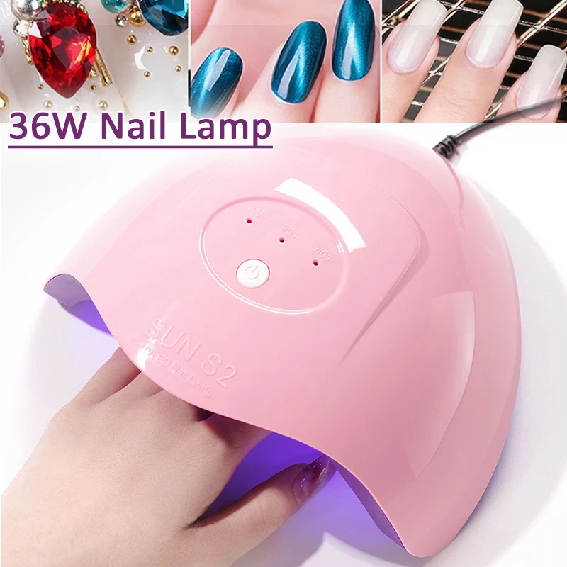 

36W LED/UV Nail Lamp 60/90/120s Timing GEL Polish Auto Drying Light USB Manicure Device for DIY Nail Art Tools