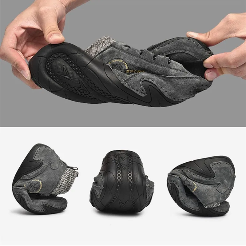 Online Kulit Babi Ankle Wrap Dibungkus Sepatu Berjalan Perjalanan Kasual Pria Ukuran Besar Musim Gugur Musim Dingin Eropa Big Kaki Gurita Sepatu 48 47 46 45