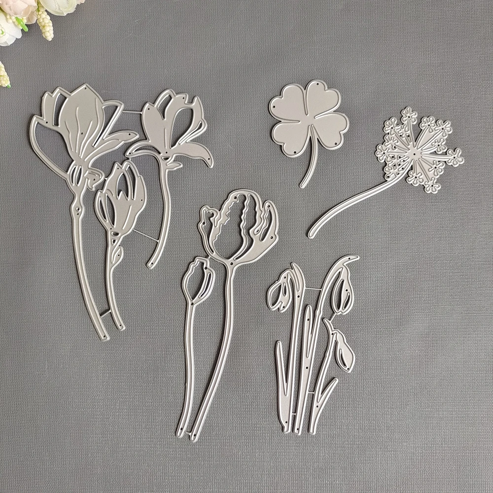 Flower Clover Dandelion 5PCS New Metal Steel Cutting Dies Stencils for Making Scrapbooking DIY Album Paper Cards Embossing Die - купить по