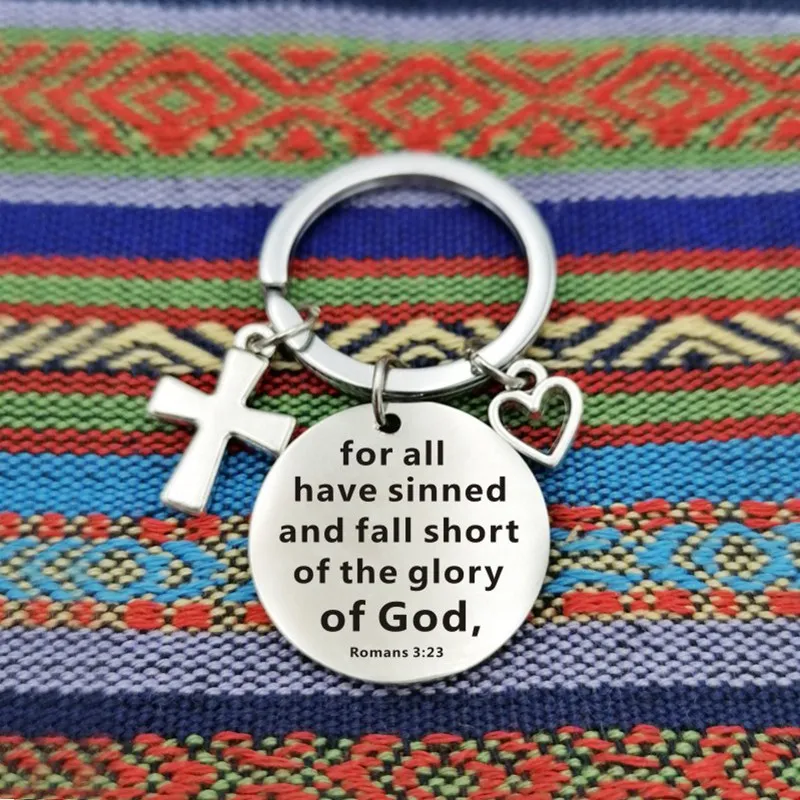 Подвеска-брелок из нержавеющей стали в виде креста с христианскими