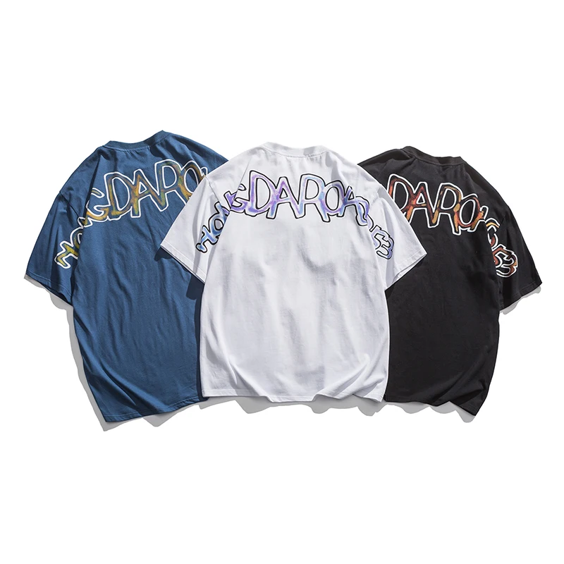 Футболка мужская оверсайз с буквенным принтом модная уличная рубашка круглым