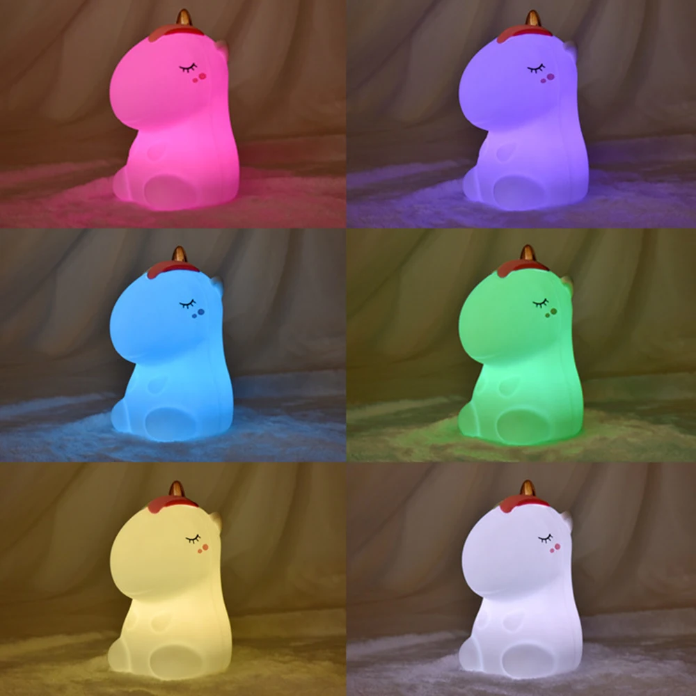 

Creative doodle beast USB charging colorful atmosphere night light children's bedroom bedside pat silicone lamp gift