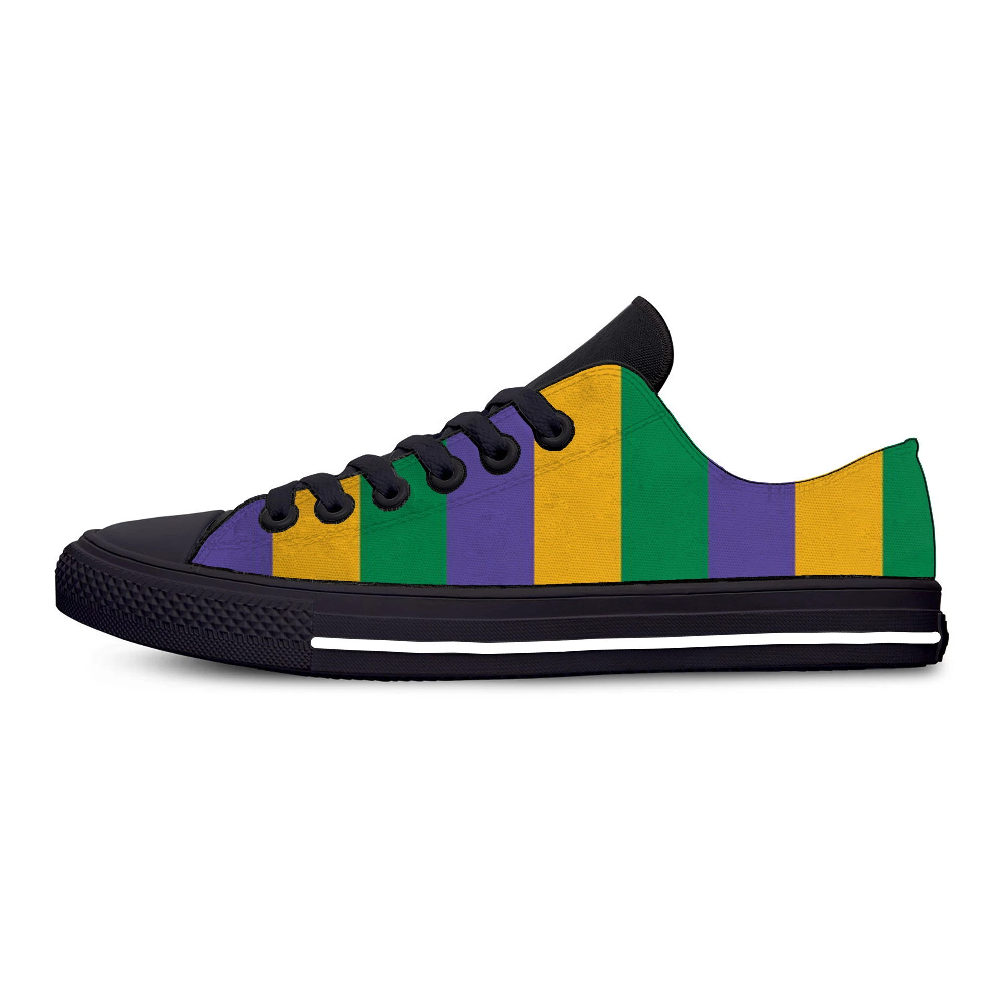 

Mardi Gras Stripe Pattern Fashion Funny Classic Casual Cloth Shoes Low Top Lightweight Breathable 3D Printed Men women Sneakers