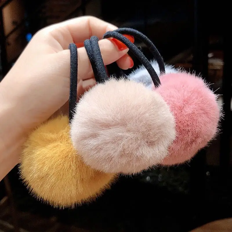 

Cute Girls Hairball Hair Band Colorful Pompom Elastic Rubber Scrunchie Korean Headband Ponytail Ties Rope Hair Accessories