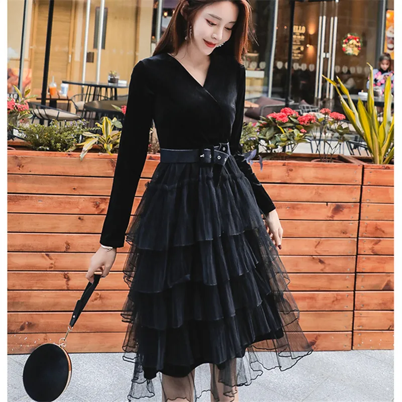 Плиссированное с поясом зимнее элегантное ТРАПЕЦИЕВИДНОЕ повседневное вечернее