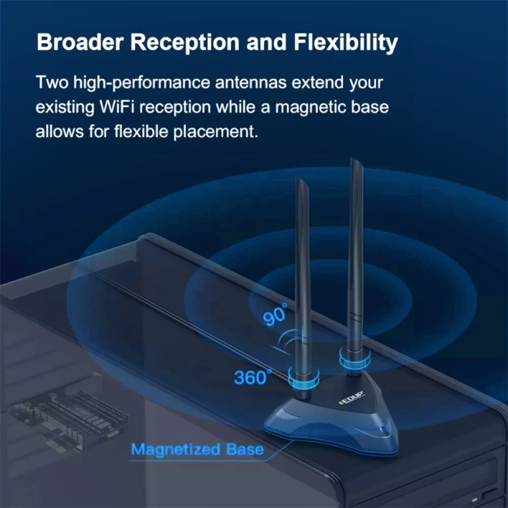 Беспроводной адаптер Wi-Fi EDUP WiFi6E Intel AX210 5374 Мбит/с PCI Express 802.11ac/AX 2 4G/Blue-tooth5.2/6 ГГц PCIe