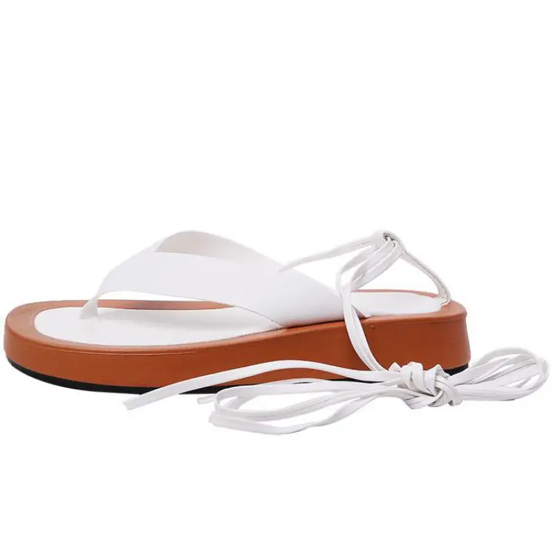 

Sandals Ladies 2021 Summer New Thick Soled Women's Ankle Cross-strap Flat Platform Gladiator Sandals Women Clip Toe Flip Flops