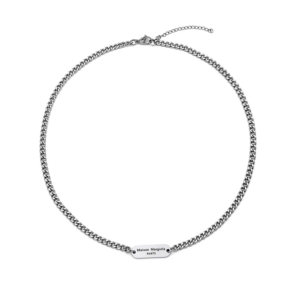 

Kpop letter square brand necklace male niche design titanium steel stainless steel couple choker necklace