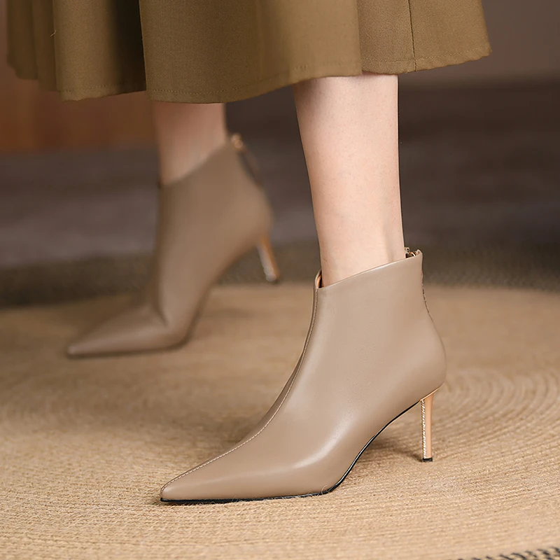 GD-time INS Pointed Toe Women's Office Boots Back Zipper Fashion 2022 Fall Shoes Winter Shoes Woman Party High Heels Ankle Boots