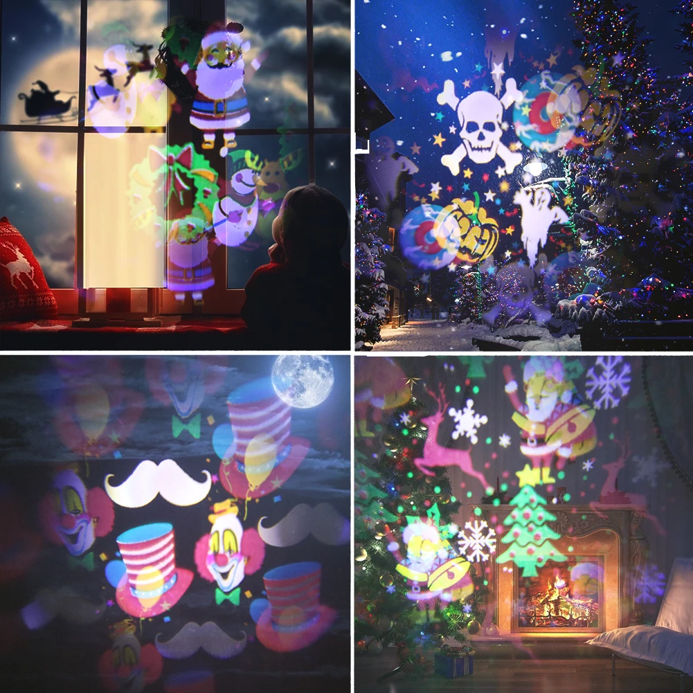 

LED Snowflake 12 Pattern Light Blizzard Laser Projector Lamp USB Move Snow Christmas Rotating Projection Lawn Light 2021New Year