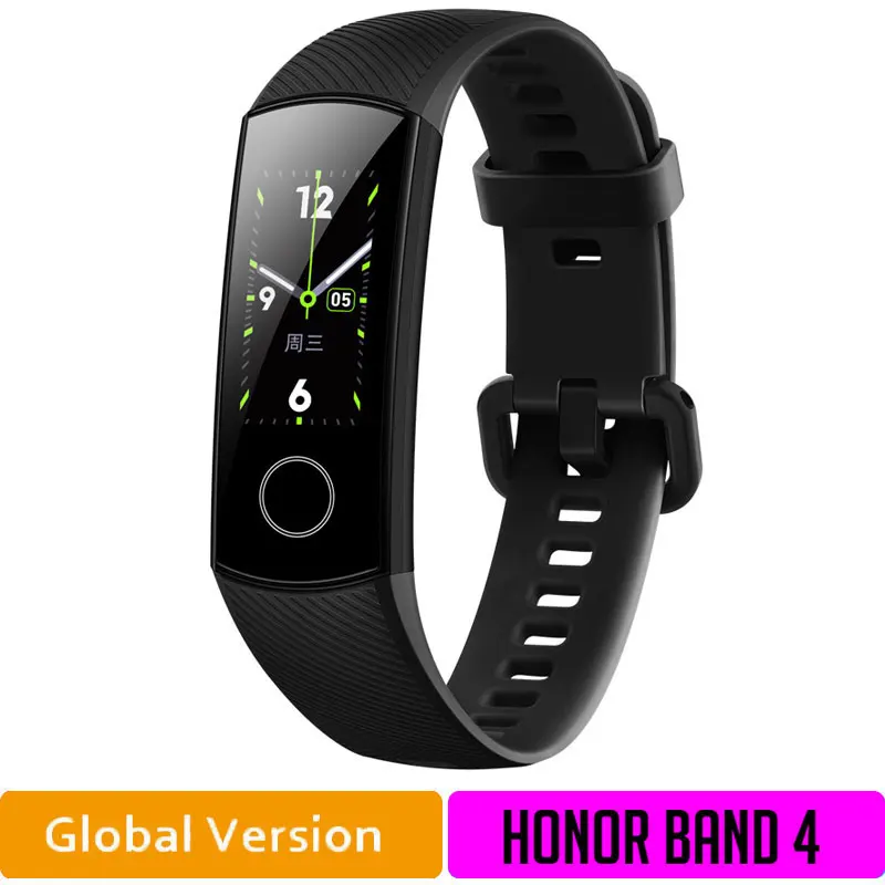 BlackGlobal4 Глобальная версия HONOR Band 4 фитнес-браслет трекер спортивный ремешок в реальном времени трекер активности Смарт-носимое устройство(подставка - Цвет: BlackGlobal4