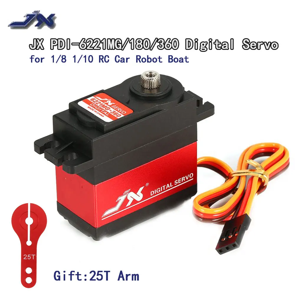 Высокоточный сервопривод JX PDI-6221MG 20 кг 180 ° 360 непрерывное вращение металлическая