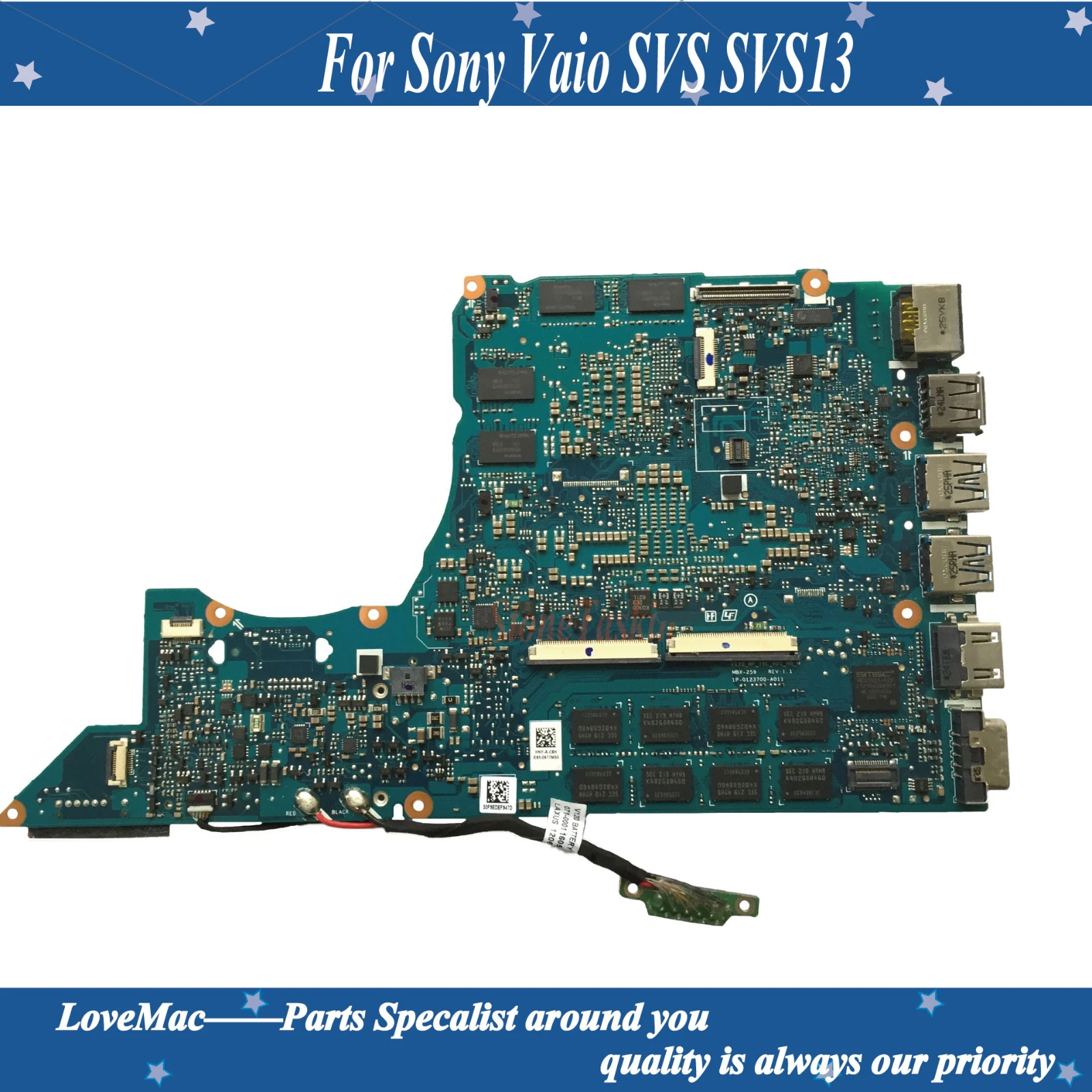 High quality A1884432A For Sony Vaio SVS SVS13 Laptop Motherboard MBX-259 SR0N0 I5-3210M HM76 N13P-LP-A2 2GB DDR3L 100% tested | Компьютеры