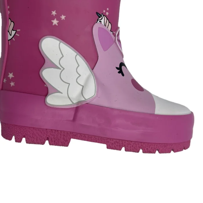 

Outdoor hard wearing adult customized sizes nonslip 3d rubber patch colorful pull on women cartoon anime rain boots