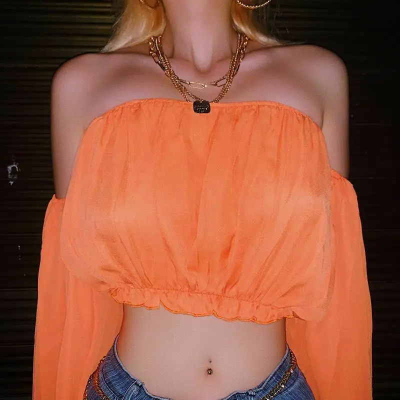 Неоновый зеленый с открытыми плечами длинные Сплит блестящие пикантные рукава