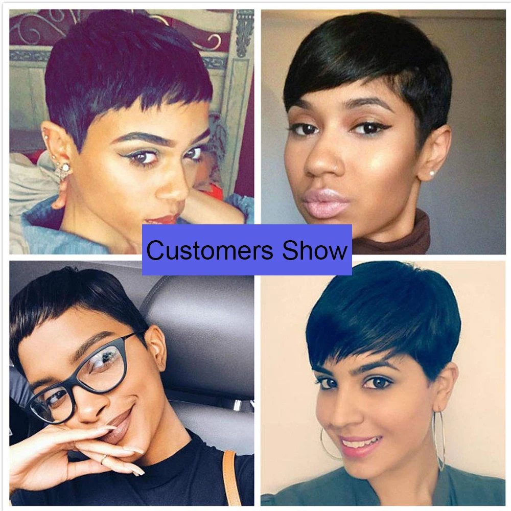 Парик фея из коротких человеческих волос парик с челкой прямой человеческий