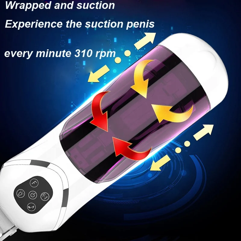 Интеллигентая (ый) телескопическая вращающаяся хэндс-фри для мужчин мастурбатор